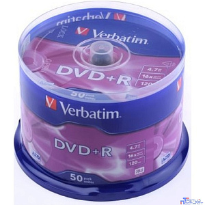 Verbatim Диски DVD+R 4.7Gb 16-х , 50 шт, Cake Box (43550)