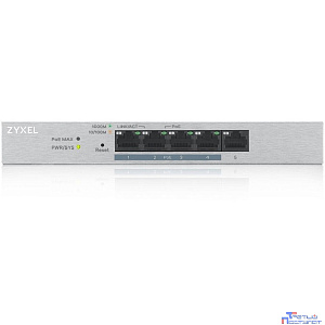 ZYXEL GS1200-5HPV2-EU0101F Smart PoE+ коммутатор GS1200-5HP v2, 5xGE (4xPoE+), настольный, бесшумный, с поддержкой VLAN, IGMP, QoS и Link Aggregation, бюджет PoE 60 Вт