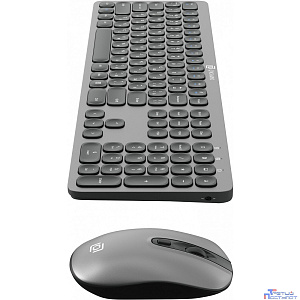 Клавиатура + мышь Oklick 300M клав:серый мышь:серый/черный USB беспроводная slim [1488402]