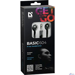 Defender Наушники вставки Basic 604 черный [63604]