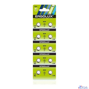 Ergolux AG 4  BL-10 (AG4-BP10, LR66 /LR626 /177 /377 батарейка для часов) (10 шт. в уп-ке)