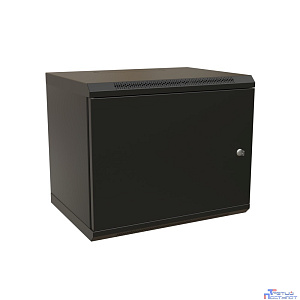 WRline Шкаф настенный 19-дюймовый (19"), 12U, 650х600х450мм, металлическая передняя дверь с замком, две боковые панели, цвет черный (RAL 9004) (разобранный)