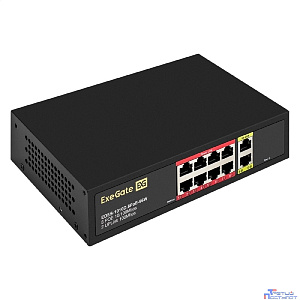 Exegate EX299021RUS Коммутатор неуправляемый ExeGate EDES-1010D.8PoE-96W (10-портовый UTP 10/100 Base-Tx: 8 портов IEEE 802.3af (PoE), мощность PoE: 25W, суммарно 96W, 2 порта RJ45 uplink, настенный/н