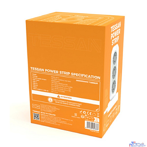 TESSAN TPS02-DE-C Сетевой фильтр с 12 розетками 220В, 2 USB-A портами, 1 USB-C портом и переключателем {80004242}