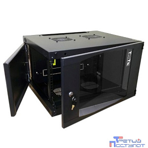 Шкаф настенный 19, 6U TWT TWT-CBWNG-6U-6x6-BK 550x600, стеклянная дверь, черный