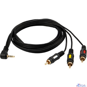 Rexant (17-4412) Шнур Стерео 3,5мм 4C - 3 RCA, 1,5м, двухцветный штекер Gold