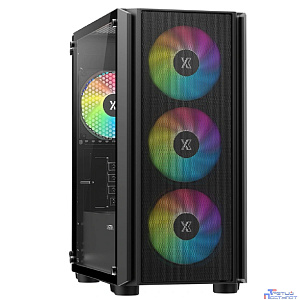 XASTRA Корпус A402M 4FRGB Black mATX/Mesh/full-size TG/4x120mm FRGB fans/ A402M-4FC12F-BK