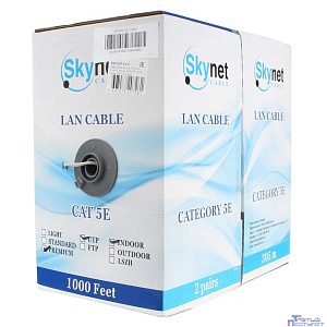 SkyNet Кабель Premium UTP indoor 2x2x0,51, медный, FLUKE TEST, кат.5e, однож., 305 м, box, серый [CSP-UTP-2-CU](АК5019003)