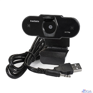 Exegate EX287385RUS Веб-камера ExeGate BlackView C525 HD (матрица 1/3"1,3 Мп,1280х720,720P,30fps,4-линзовый объектив,USB+35mm Jack,фиксированный фокус, микрофон с шумоподавлением, универсальное к