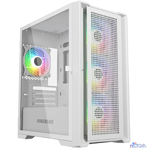 Powercase Alisio Micro X4W V2, Tempered Glass, 4х 120mm ARGB fans, ARGB HUB, белый, mATX (CAMCXW-A4)
