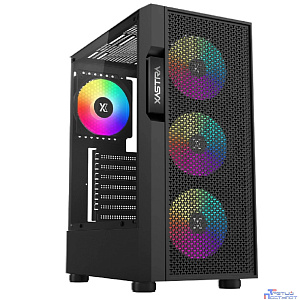 XASTRA Корпус A302 4FRGB Black ATX/Mesh/ tempered glass / 4x120mm FC120-FRGB fans/ A302-BK-FC120FRGB-4F-GL
