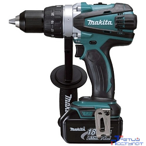 Makita DDF458Z Дрель ак { 18В,Li-ion,БЗП-13мм,0-400\2000об\м,91\58Нм,2.3кг,кор,мет ред,бок рук,б\ак и з\у,XPT }
