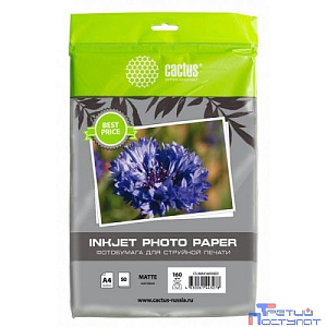 Cactus CS-MA416050ED Фотобумага A4/160г/м2/50л./белый матовое для струйной печати
