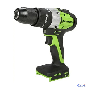 Greenworks GD24DD60 Дрель-шуруповерт ударная аккумуляторная, 24V, бесщеточная, 30/60Нм,2х2Ач,ЗУ,кор [3704107CUC]