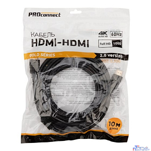 PROconnect (17-6108-6) Кабель HDMI - HDMI 2.0, 10м, Gold (Zip Lock пакет)