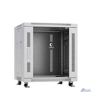 Cabeus SH-05C-12U60/80 Шкаф телекоммуникационный 19" напольный для серверного оборудования 12U 600x800x730mm (ШхГхВ) передняя стеклянная и задняя сплошная металлическая двери, ручка с замком, цвет сер