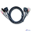 ATEN 2L-7D02U Шнур, мон+клав+мышь USB+ аудио, DVI-D Single Link+USB A-Тип+ 2xRCA=>DVI-D Single Link+USB B-Тип+ 2xRCA, Male-Male, опрессованный, 1.8 метр., черный