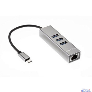 Telecom Переходник USB 3.1 Type-C -->RJ-45 1000Mbps +3 USB3.0, Aluminum Shell, 0.2м Telecom <TA311C>