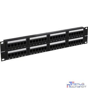 Exegate EX281085RUS Патч-панель UTP 19" 48 port кат.6 ExeGate  разъём KRONE&110 (dual IDC), 2U, RoHS, цвет черный