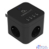 Cablexpert Сетевой фильтр Cube CUBE-3-U4-B-1.5 (3р, 10А, 4 х USB, 1.5м, ур.защиты 4+) черный, коробка