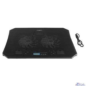 CBR CLP 15512D, Подставка для ноутбука до 15,6", 370x265x32 мм, с охлаждением, 2xUSB, вентиляторы 2х110 мм, 51 CFM, LED-подсветка, LCD-дисплей, материал металл/пластик
