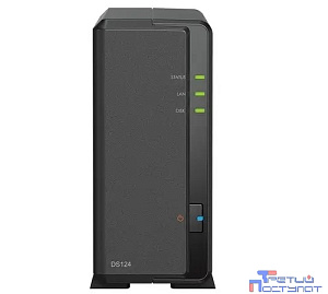 Synology DS124 Сетевое хранилище 1x 2.5" / 3.5", горячая замена, RAID modes: keine, 1x GB-LAN, Веб-сервер, 2x USB3.0, процессор: Quad Core 1.40 GHz, 1 GB ОЗУ