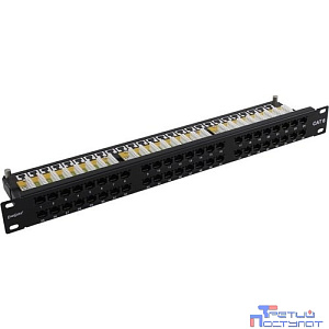 Exegate EX281082RUS Патч-панель UTP 19" 48 port кат.6 ExeGate  разъём KRONE&110 (dual IDC), 1U, RoHS, цвет черный