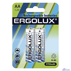Ergolux AA-2700mAh Ni-Mh BL-2 (NHAA2700BL2, аккумулятор,1.2В)  (2 шт. в уп-ке)
