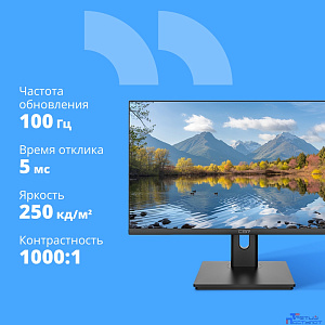 CBR LCD Монитор 23.8" MD-2401, IPS, FHD 1920x1080, 100Гц, Динамики 2*3W, HAS, Pivot, 1*DP/1*HDMI, внутренний БП, FreeSync, черный, кабель HDMI 1.5м [LCD-MD2401-OPC]