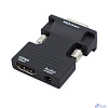 ORIENT C105, Адаптер HDMI F -> VGA 15M+Audio, для подкл.монитора/проектора к выходу HDMI, аудиокабель в комплекте, черный (31300)