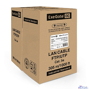 Exegate EX289280RUS Кабель ExeGate FUTP4-C5e-CU-S24-IN-LSZH-OR-305 FTP 4 пары кат.5e медь, 24AWG, экран, бухта 305м, оранжевый, LSZH