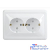 Iek ERV24-K01-16-DM РСш12-3-ВБ Розетка 2местн. с з/к c защ.штор. 16А ВЕГА (белый) IEK