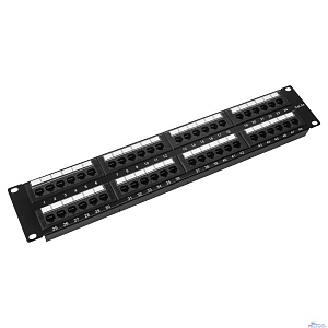 Патч-панель 19" NEOMAX [NM-PP-2U48P-UC5E-D-108-BK] 2U, 48 портов, кат.5E, UTP, Dual IDC, цвет черный