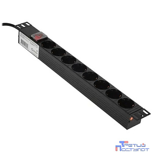 5bites PDU819P-01 Блок розеток  8S / PVC / SWITCH / 1U / 19" / 2M*3G*1.5MM2 / VDE