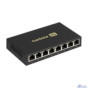Exegate EX298694RUS Коммутатор неуправляемый ExeGate EDGS-1008D (8-портовый гигабитный UTP 10/100/1000 Base-T, металлический корпус, с функцией энергосбережения (Green Ethernet Technology), настольный