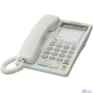 Panasonic KX-TS2368RUW (белый) {2 линии, конференц-связь, спикер., 30 номеров памяти, ЖКД, Flash, часы }