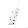 LDNIO SC10610/ Сетевой удлинитель 2м/ 10 розеток EU_UK_US/ 2500W/ 6 USB: QC 3.0+PD 3.0 30W/ White