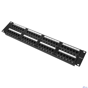 Патч-панель 19" NEOMAX [NM-PP-2U48P-UC5E-D-108-BK] 2U, 48 портов, кат.5E, UTP, Dual IDC, цвет черный