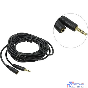 Exegate EX205310RUS Удлинитель звуковой (3.5mm Jack M - 3.5mm Jack F) 5м Exegate, позолоченные разъемы