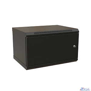 WRline Шкаф настенный 19-дюймовый (19"), 6U, 367х600х600мм, металлическая передняя дверь с замком, две боковые панели, цвет черный (RAL 9004) (разобранный)