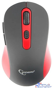 Gembird MUSW-221-R {Мышь беспров., чёрный/красный, 5кн.+колесо-кнопка, 800/1200/1600DPI, 2.4ГГц, трехуровневая система энергосбережения}
