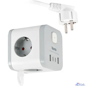 BURO BU-PC3.1UC-W 1.5м (3 розетки) белый (коробка) {2090219}
