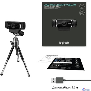 960-001088/960-001089 Logitech WebCam C922 Pro Stream {USB 2.0, 1920*1080, 2Mpix foto, Mic, Black}