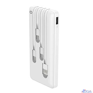 Perfeo Powerbank ABSOLUTE 10000mah In Micro usb,USB /Out USB,Micro usb,Type-C,Lightning, 2.1А/ White (PF_B4879)