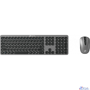 Клавиатура + мышь Oklick 300M клав:серый мышь:серый/черный USB беспроводная slim [1488402]