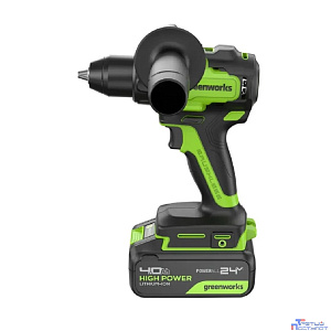 Greenworks GD24DD90 Дрель-шуруповерт аккумуляторная,  24V, 90 Нм, бесщеточная, 45/90Нм,1х4Ач,ЗУ,кор [3707507CUB]