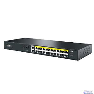 Коммутатор Netis P124GH (L2) 24x100Мбит/с 2x1Гбит/с 1xКомбо(1000BASE-T/SFP) 1SFP 24PoE 24PoE+ 360W неуправляемый