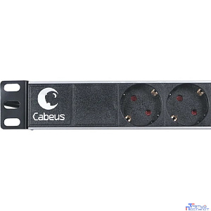 Cabeus PDU-6P-2IEC Блок евророзеток для 19" шкафов, горизонтальный, 6 розеток, 10 A, без выключателя, алюминиевый корпус, шнур 2 м, вилка IEC 320 C14
