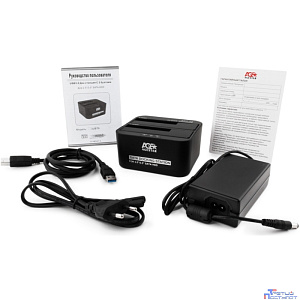 AgeStar 3UBT6-6G Докстанция 2x2.5"/3.5" SATA HDD/SSD AgeStar 3UBT6-6G, USB3.0, пластик, черный, UASP