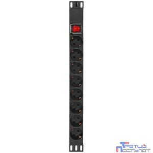 5bites PDU819P-01 Блок розеток  8S / PVC / SWITCH / 1U / 19" / 2M*3G*1.5MM2 / VDE